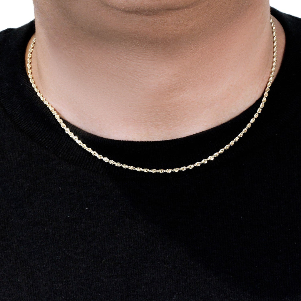 14k Yellow Gold Solid Diamond Cut Rope Chain (2.50 mm)