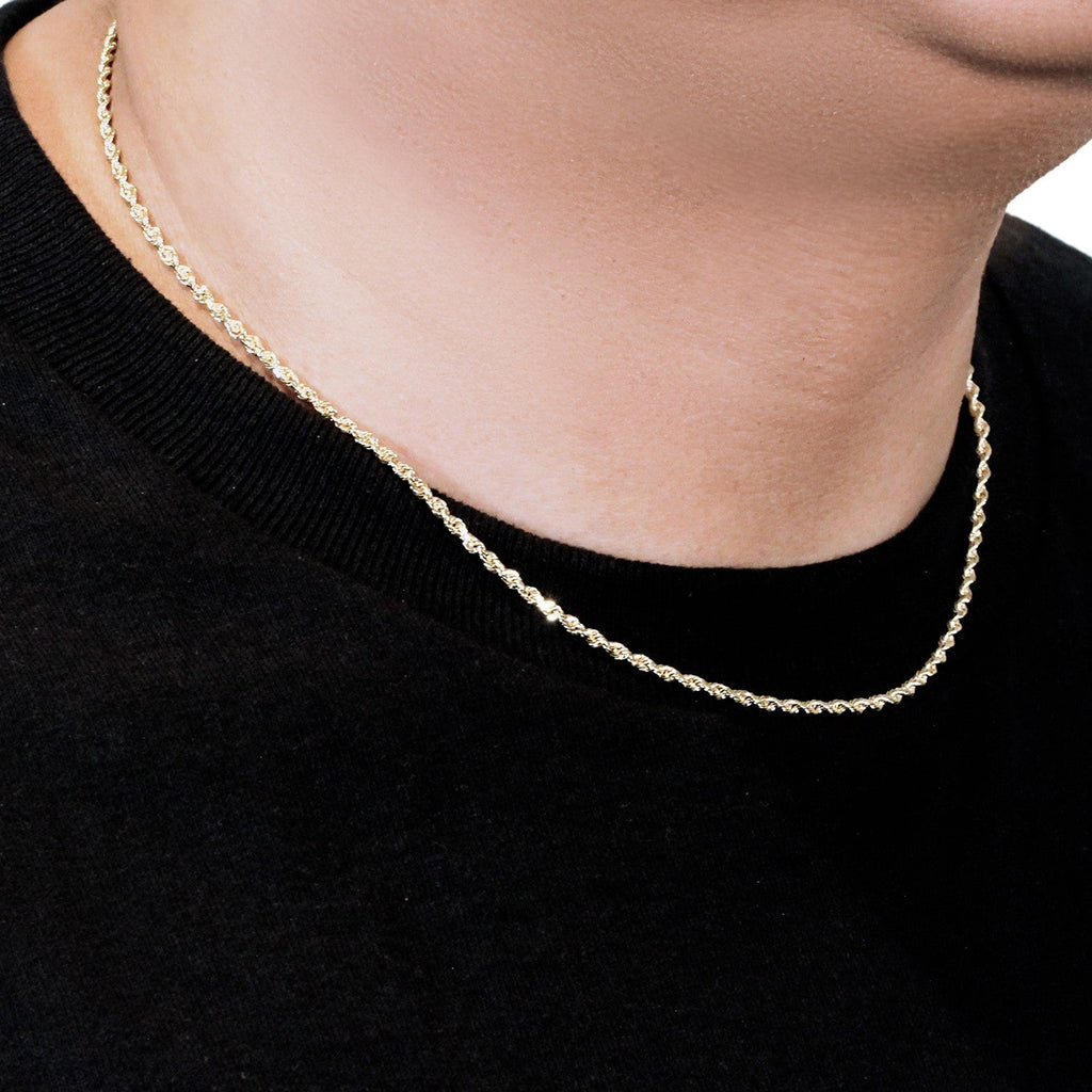 14k Yellow Gold Solid Diamond Cut Rope Chain (2.50 mm)