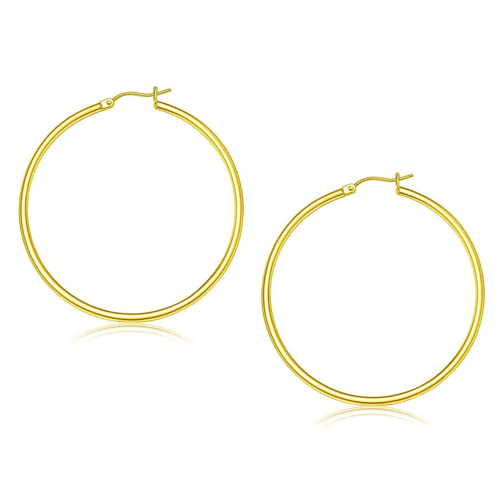 14k Yellow Gold Polished Hoop Earrings (2x45mm)