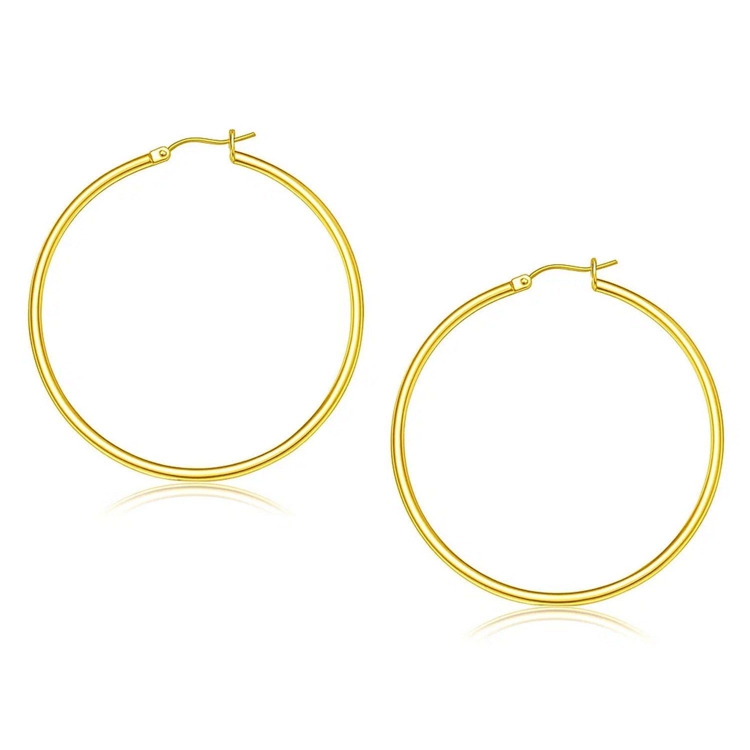 14k Yellow Gold Polished Hoop Earrings (2x45mm)
