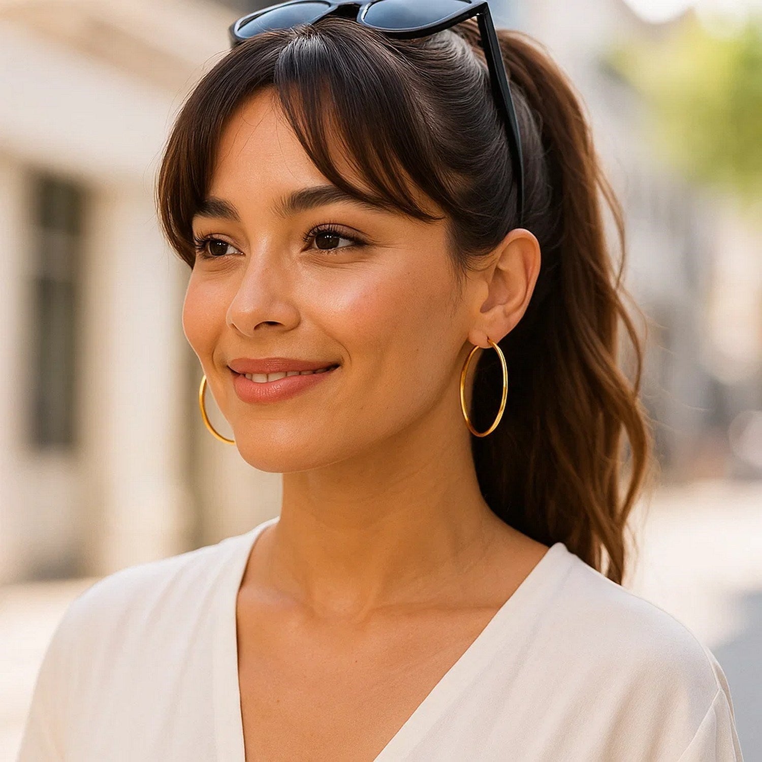 14k Yellow Gold Polished Hoop Earrings (2x45mm)