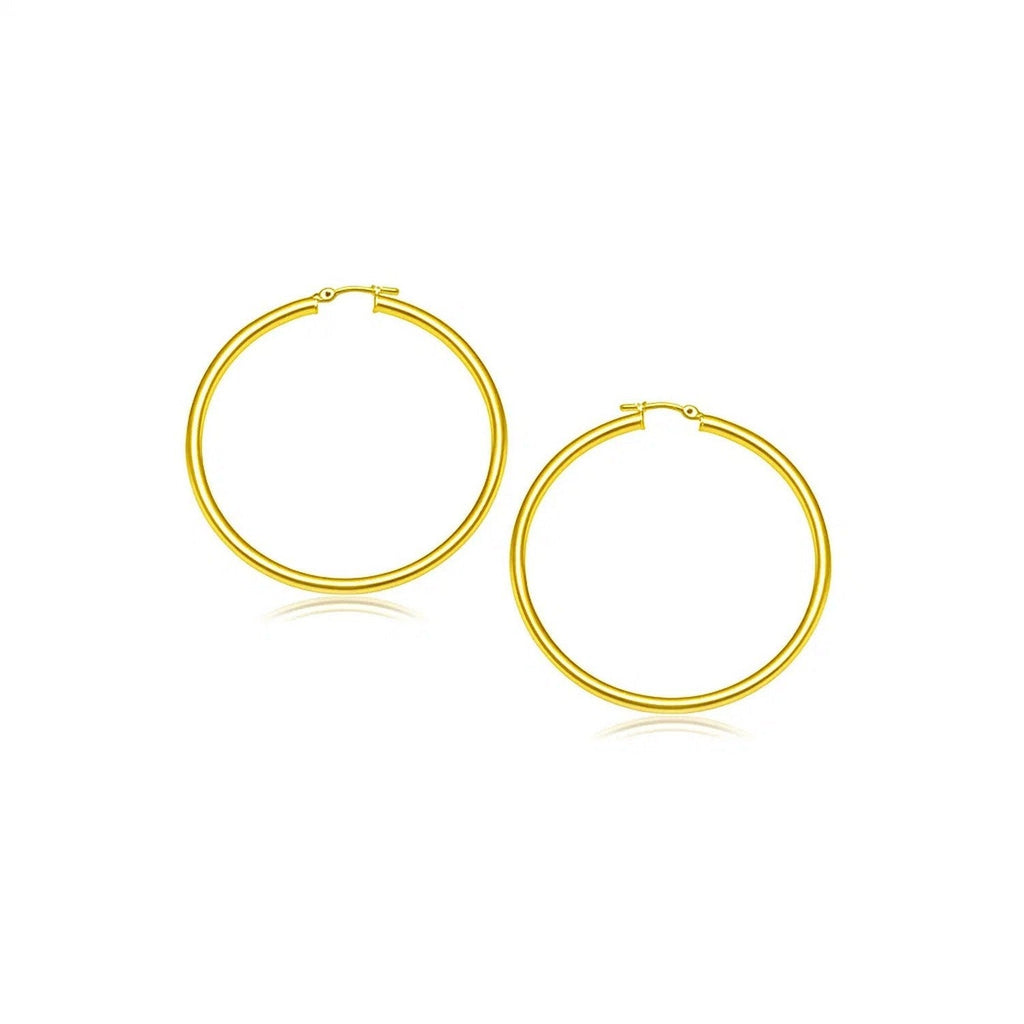 14k Yellow Gold Polished Hoop Earrings (3x20mm)