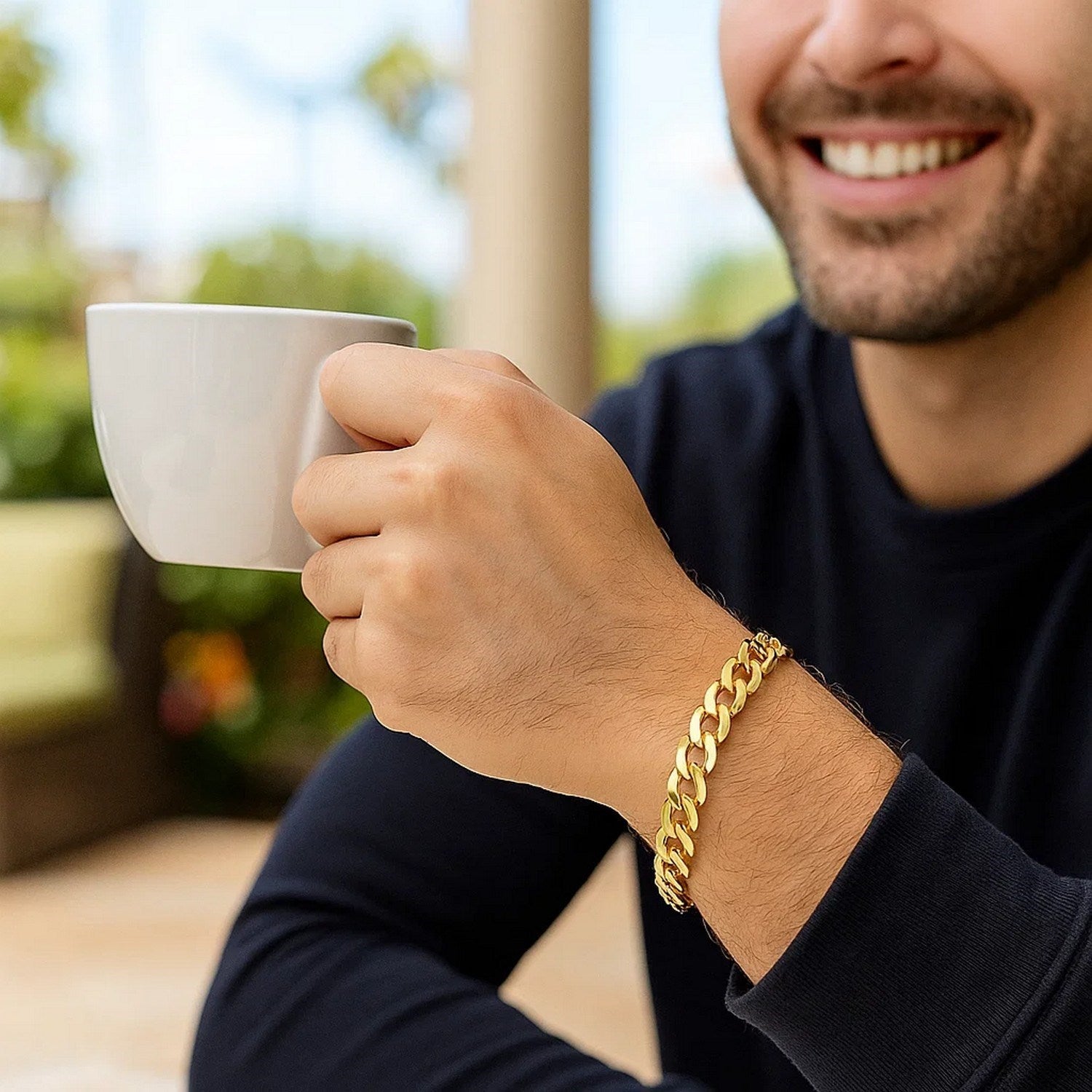 14k Yellow Gold Solid Curb Bracelet (8.20 mm)