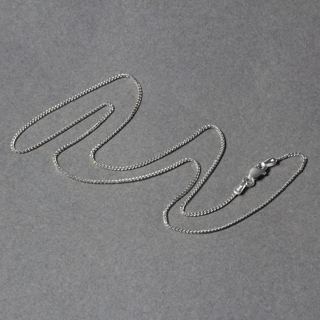 14k White Gold Diamond Cut Round Wheat Chain (1.00 mm)