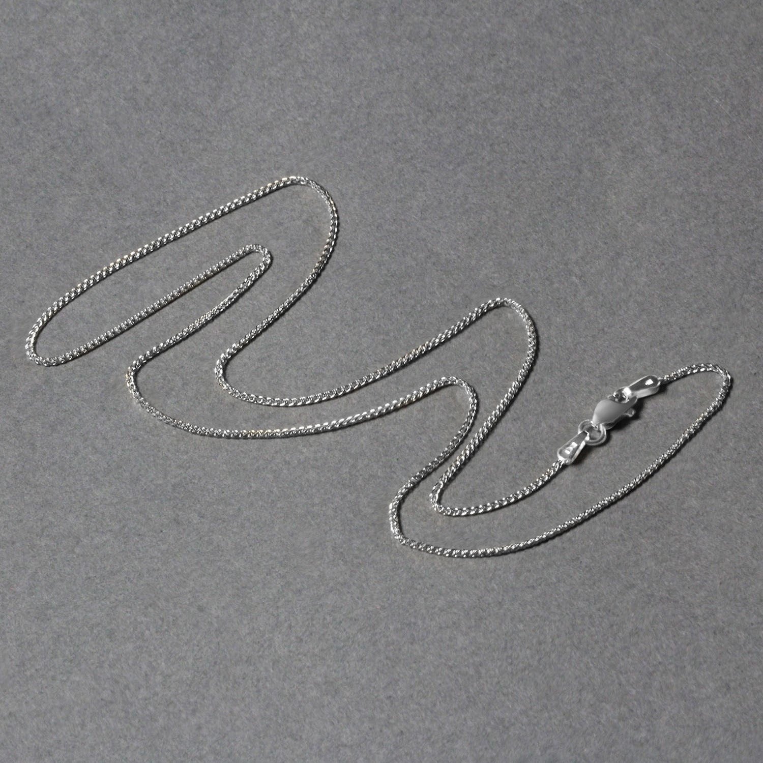 14k White Gold Diamond Cut Round Wheat Chain (1.00 mm)