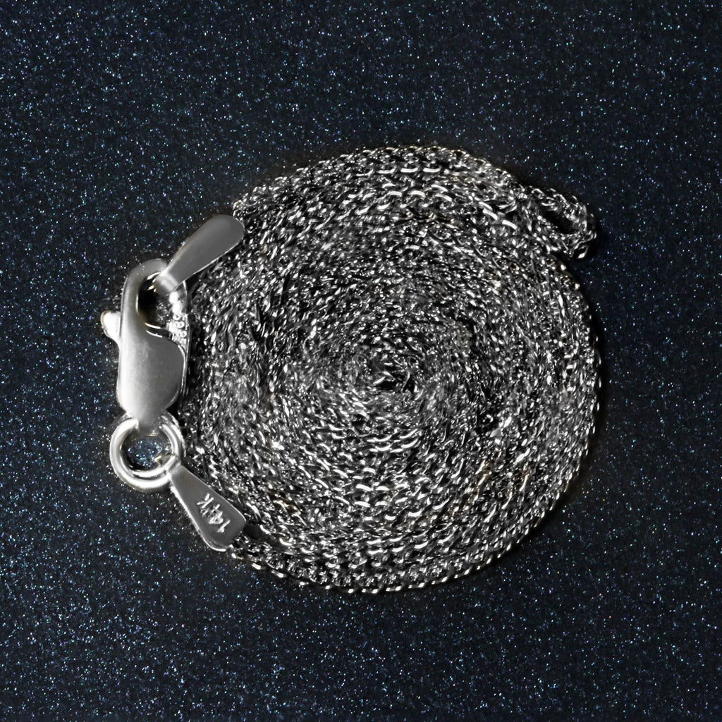 14k White Gold Diamond Cut Round Wheat Chain (1.00 mm)