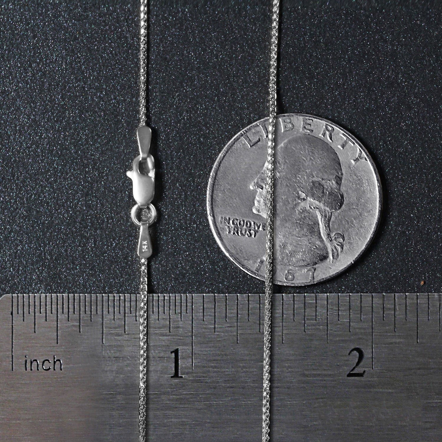 14k White Gold Diamond Cut Round Wheat Chain (1.00 mm)