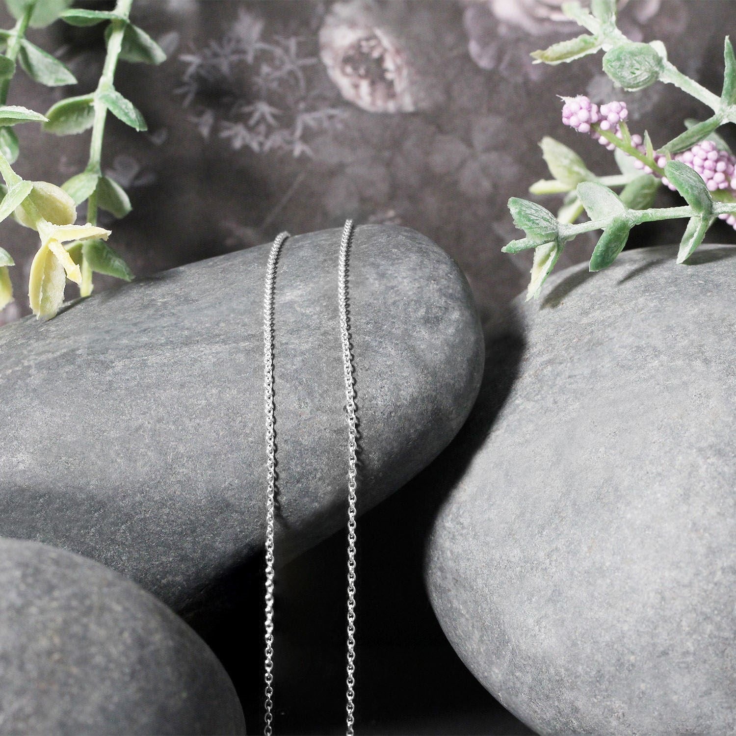 14k White Gold Round Cable Link Chain (1.10 mm)