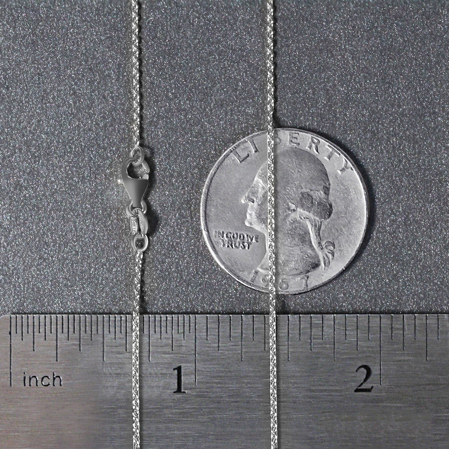 14k White Gold Round Cable Link Chain (1.10 mm)