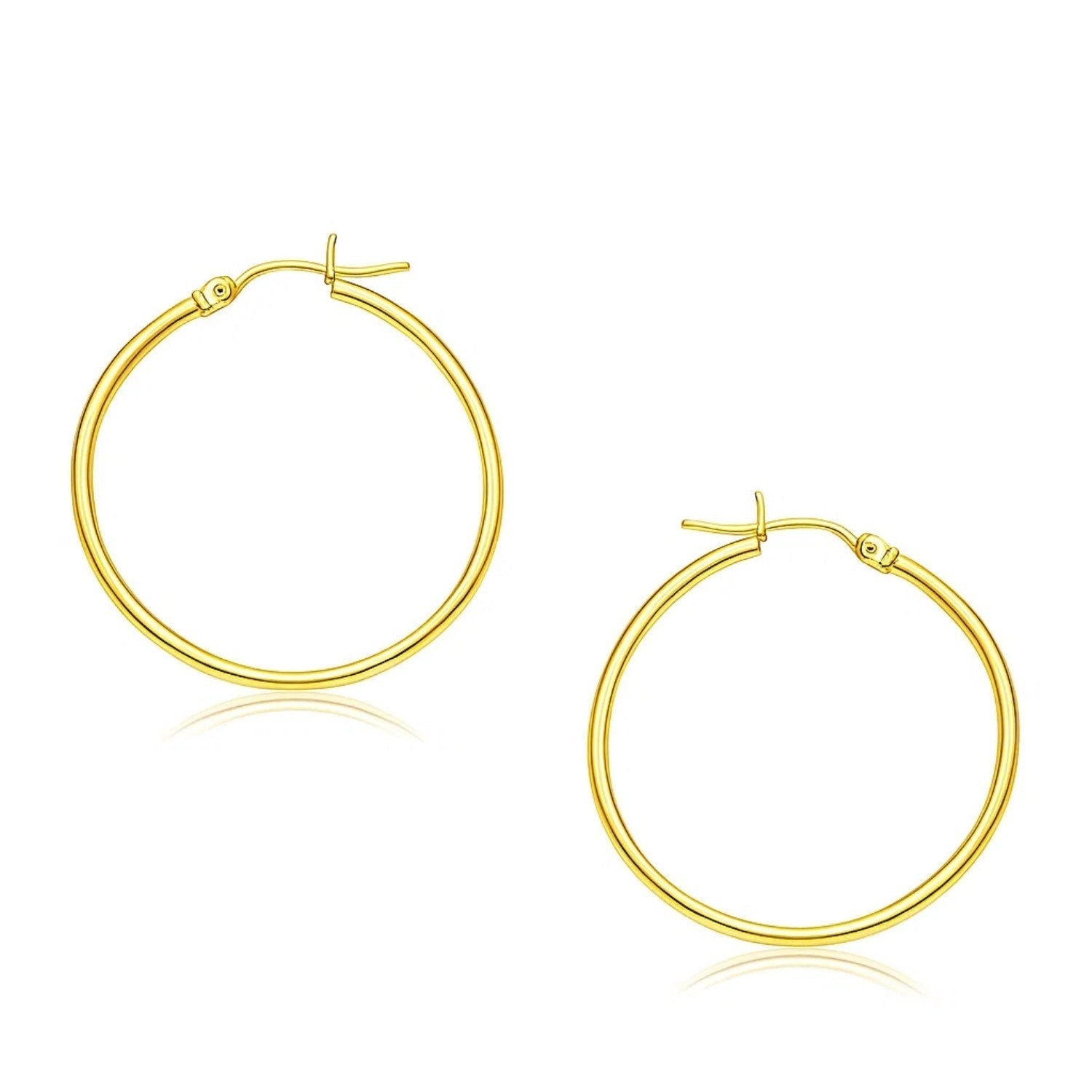 14k Yellow Gold Polished Hoop Earrings (2x30mm)