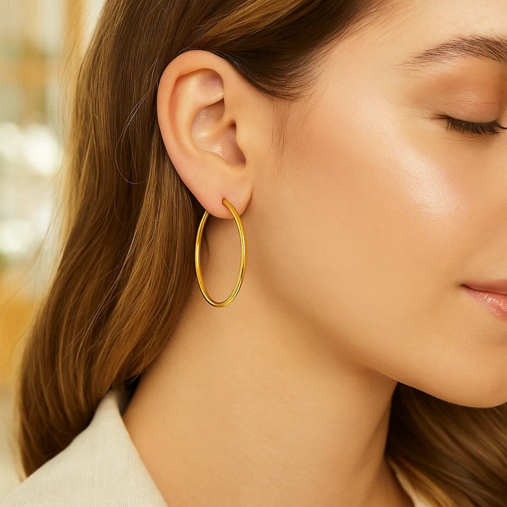 14k Yellow Gold Polished Hoop Earrings (2x30mm)