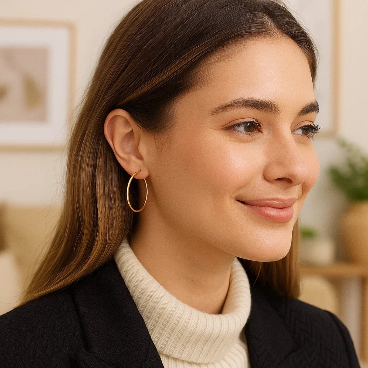 14k Yellow Gold Polished Hoop Earrings (2x30mm)