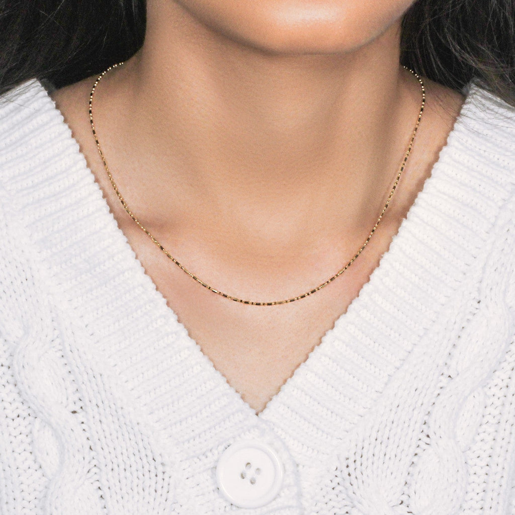 14k Yellow Gold Diamond-Cut Alternating Bead Chain (1.10 mm)