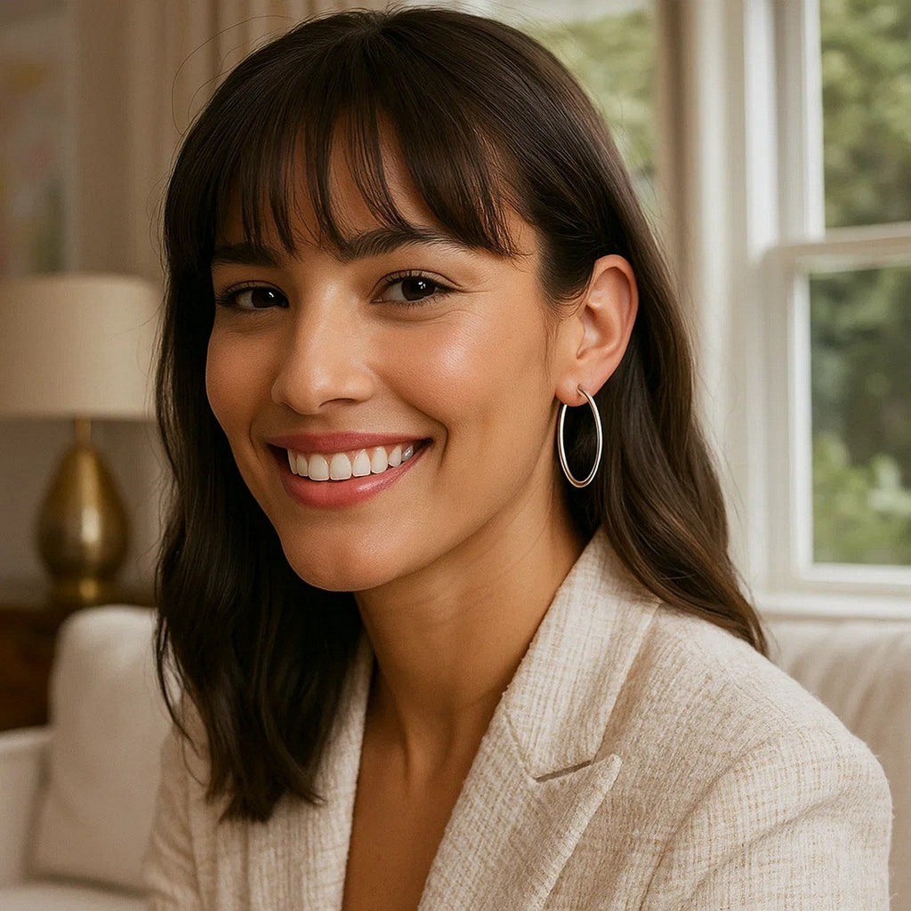 14k White Gold Polished Hoop Earrings (2x30mm)