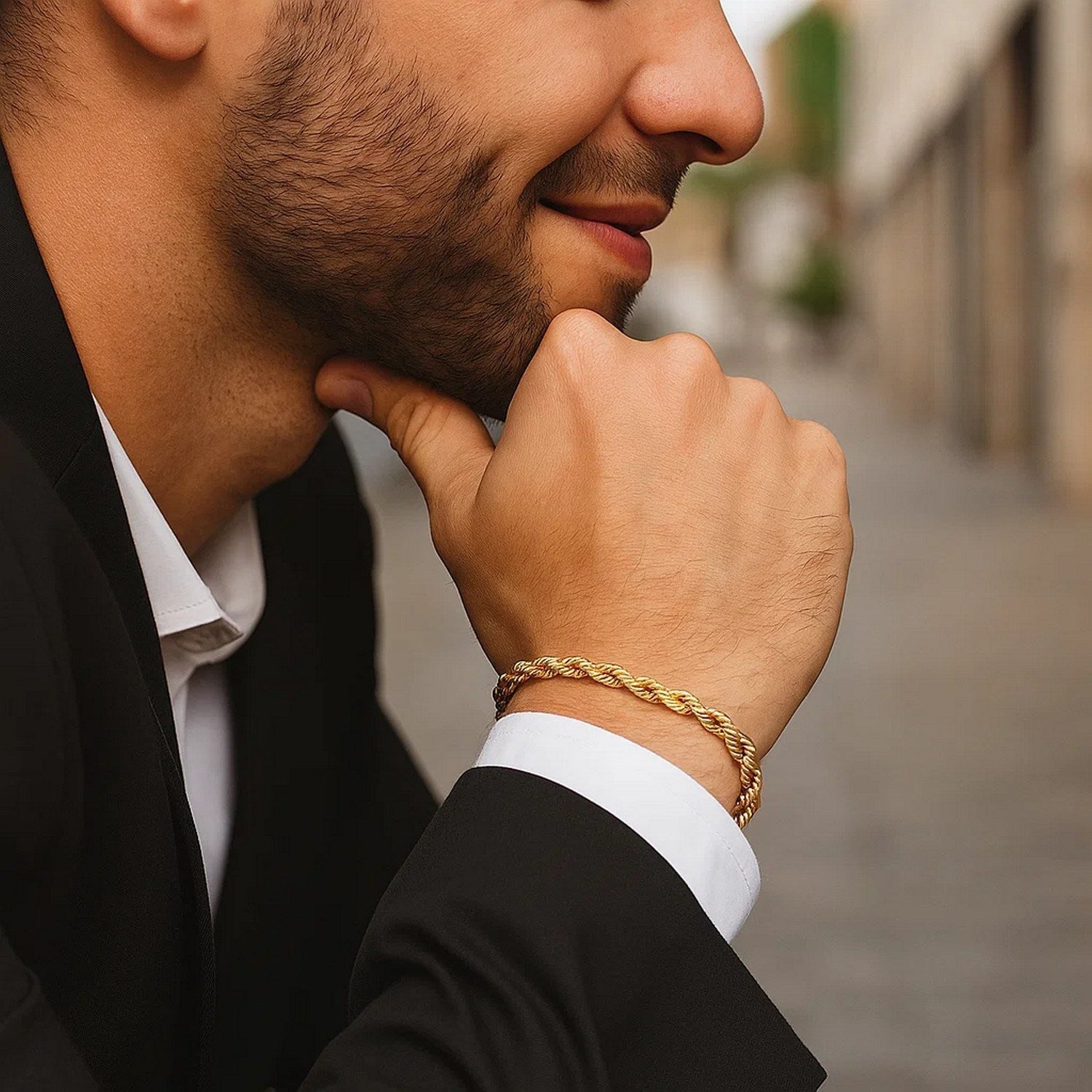 14k Yellow Gold Solid Diamond Cut Rope Bracelet (3.00 mm)