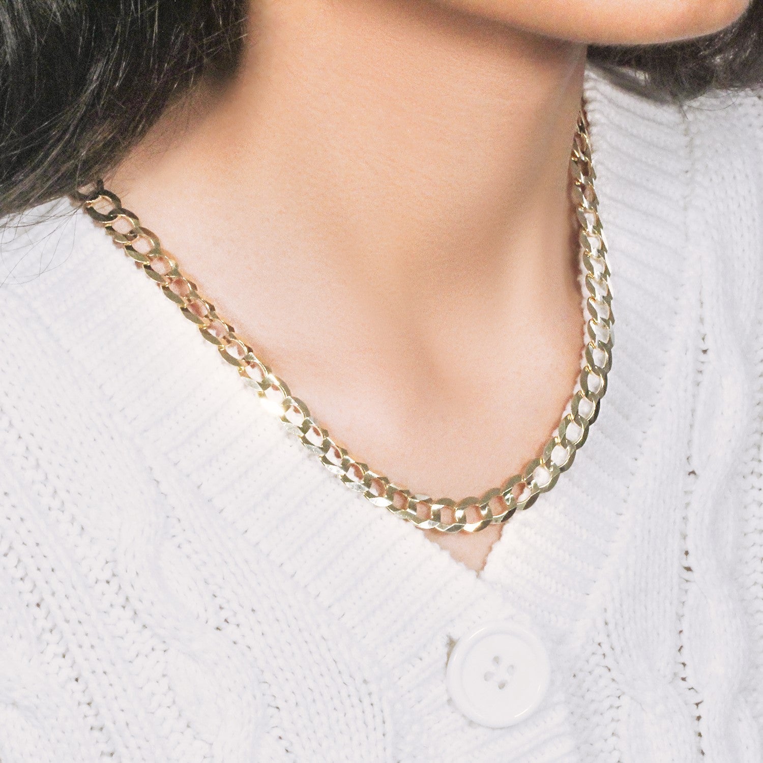 14k Yellow Gold Solid Curb Chain (8.20 mm)