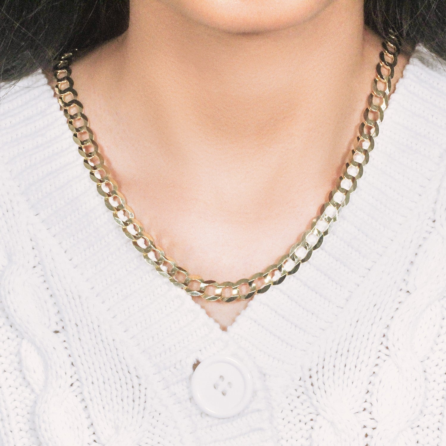 14k Yellow Gold Solid Curb Chain (8.20 mm)