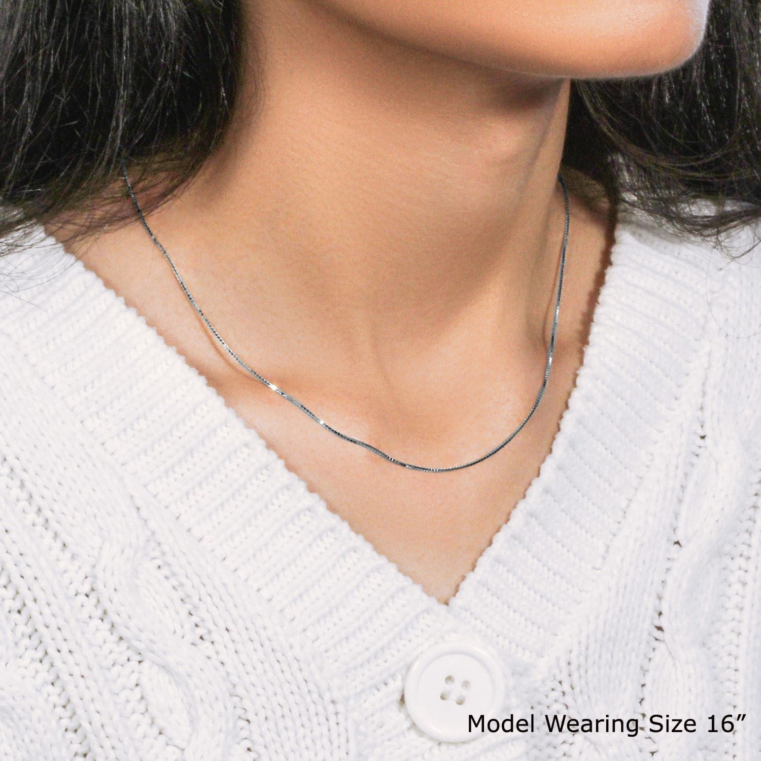 14k White Gold Classic Box Chain (0.75 mm)