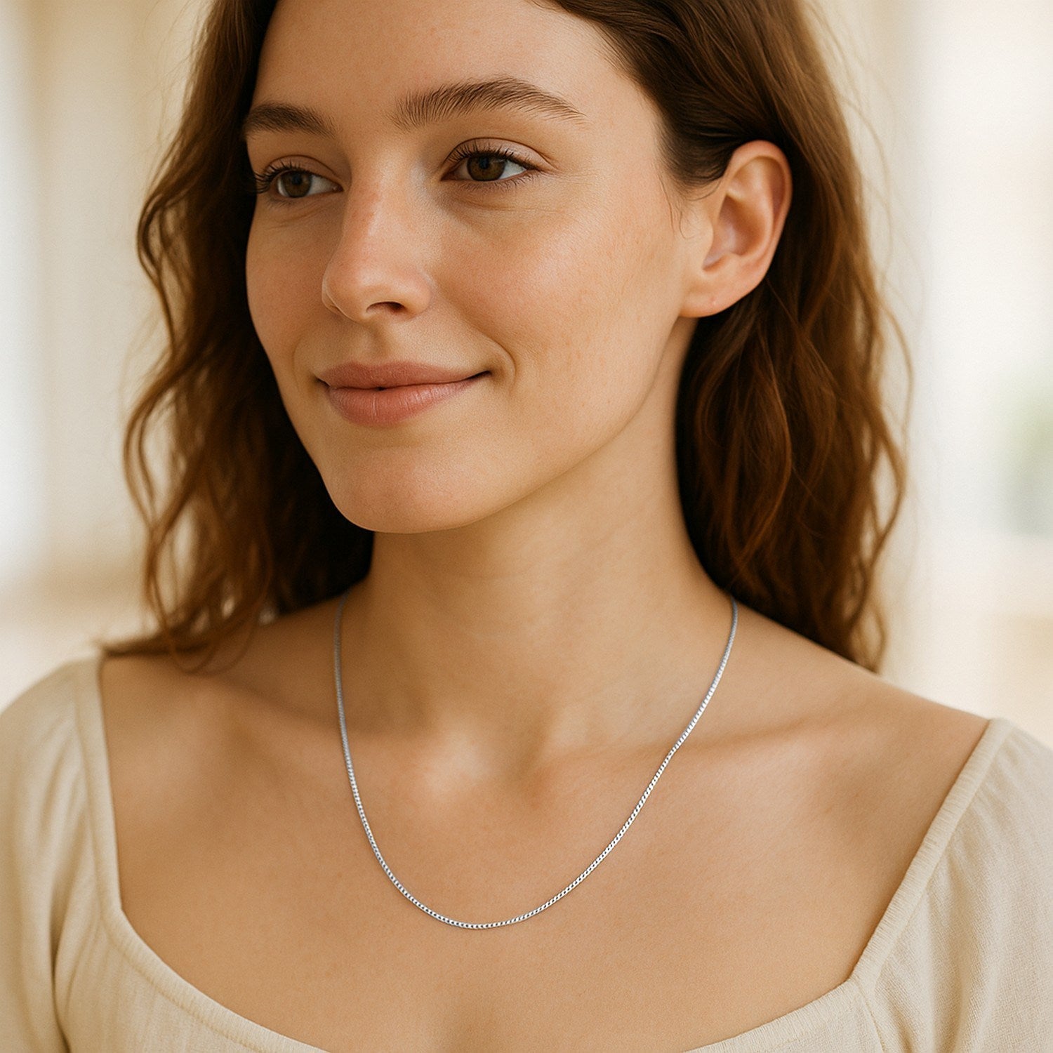 14k White Gold Classic Box Chain (0.75 mm)