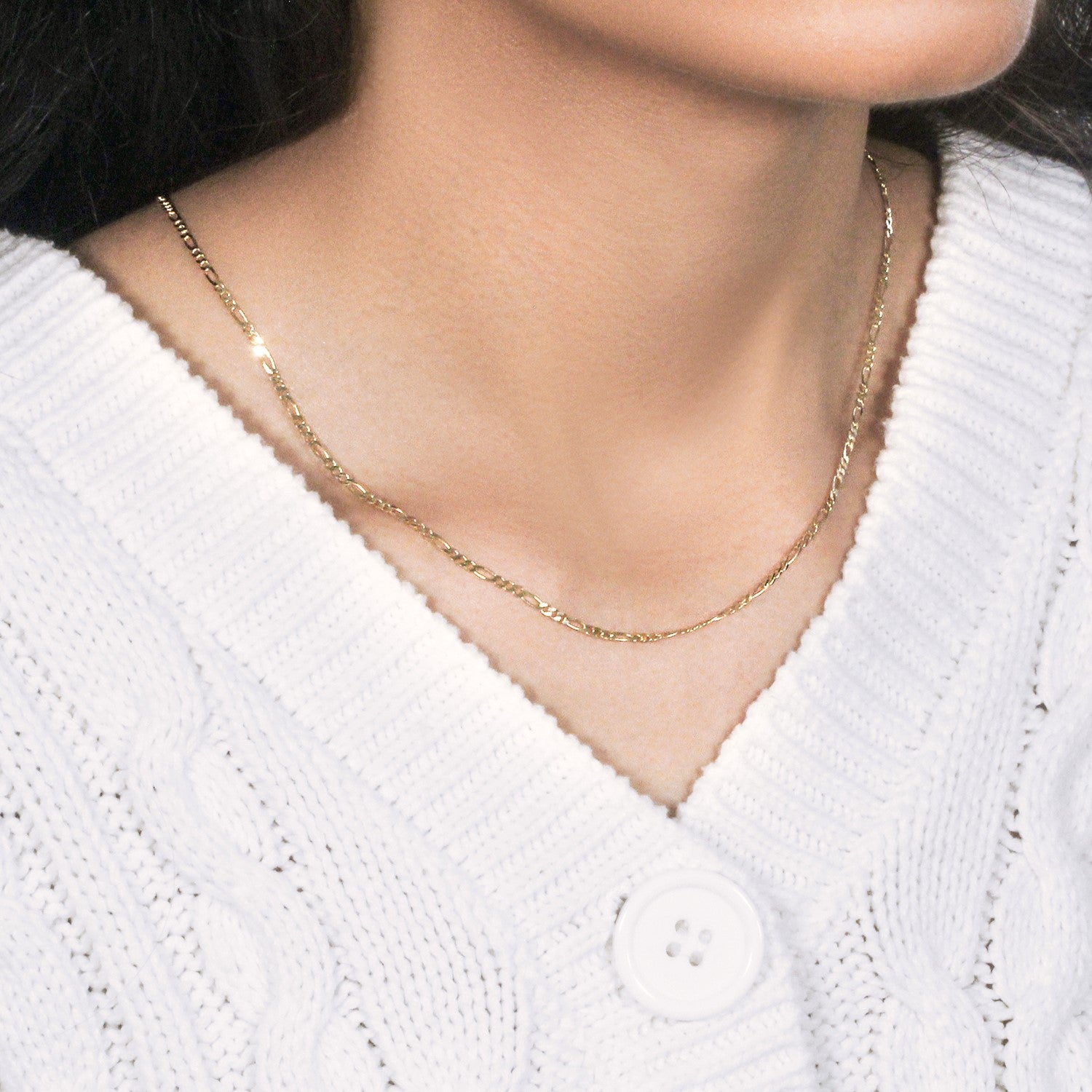 14k Yellow Gold Solid Figaro Chain (1.90 mm)