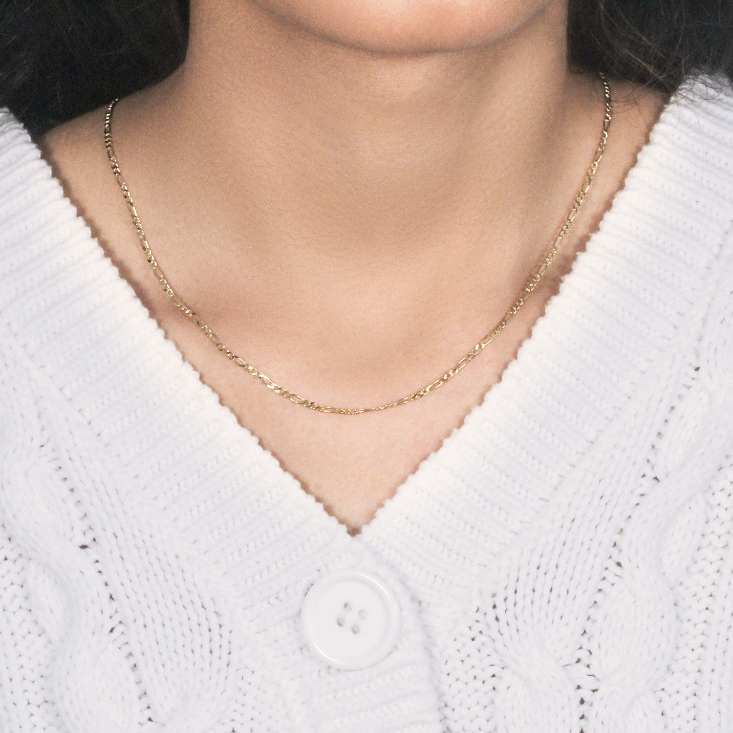 14k Yellow Gold Solid Figaro Chain (1.90 mm)