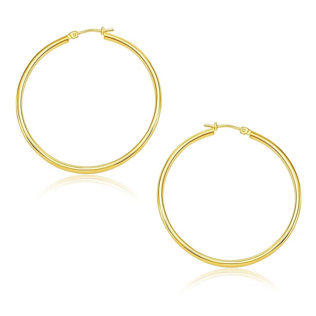 14k Yellow Gold Polished Hoop Earrings (1.5x30mm)
