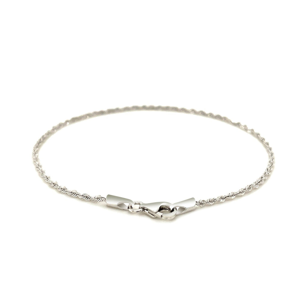 14k White Gold Solid Diamond Cut Rope Bracelet (1.60 mm)