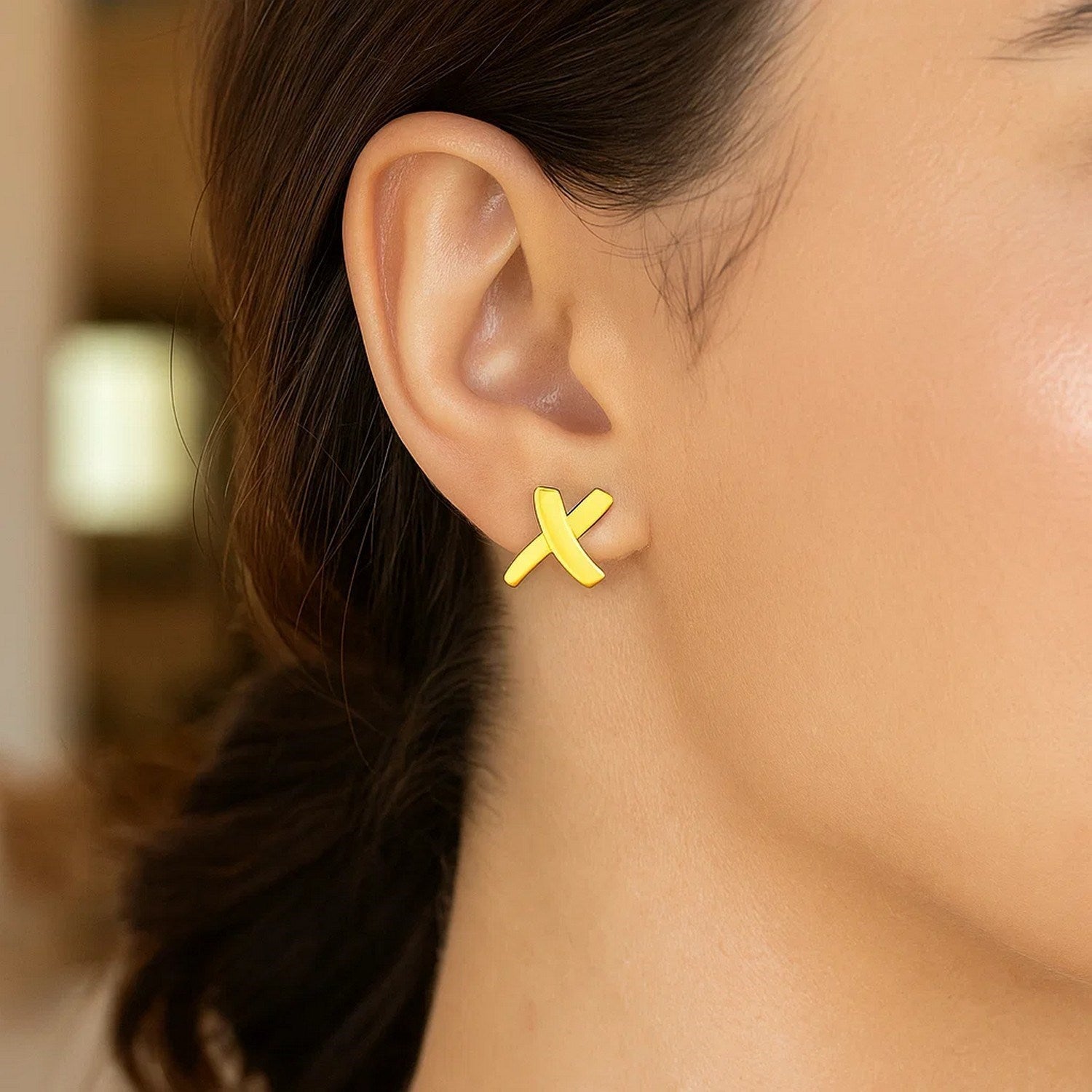 14K Yellow Gold X Earrings