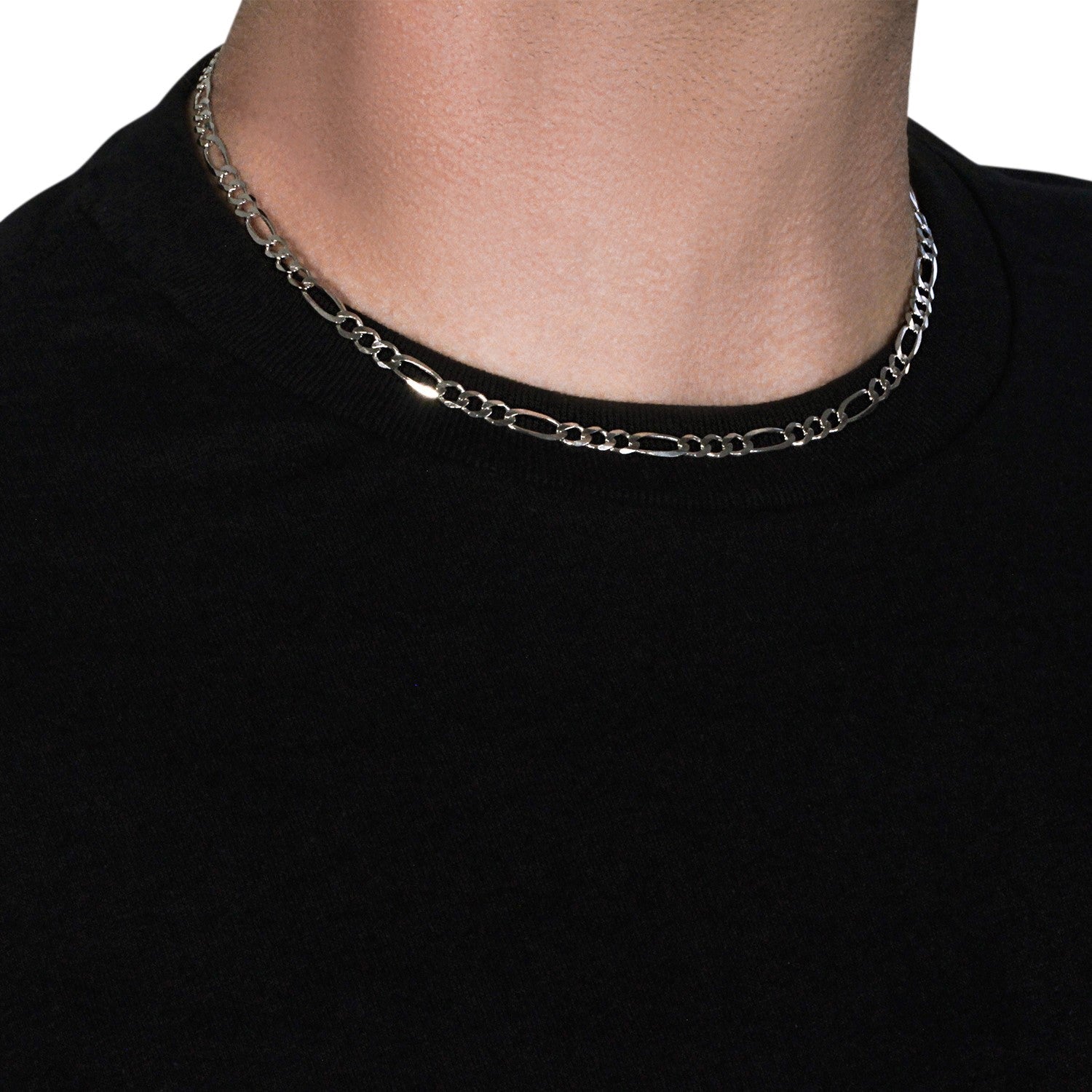 14k White Gold Solid Figaro Chain (4.50 mm)