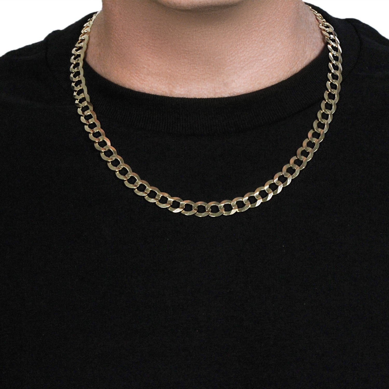 14k Yellow Gold Solid Curb Chain (10.00 mm)