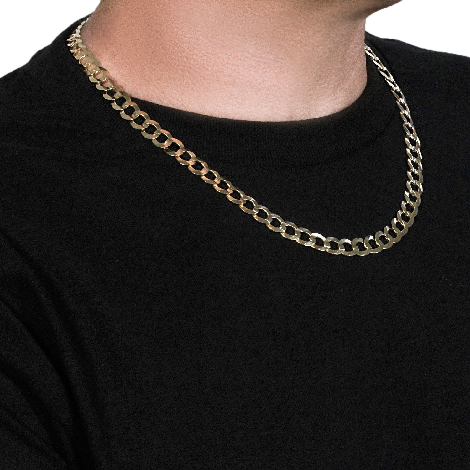 14k Yellow Gold Solid Curb Chain (10.00 mm)