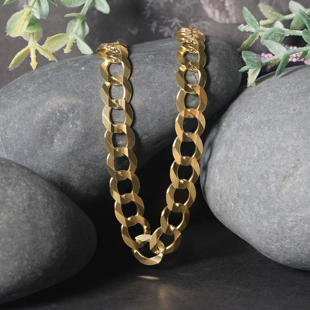 14k Yellow Gold Solid Curb Chain (10.00 mm)