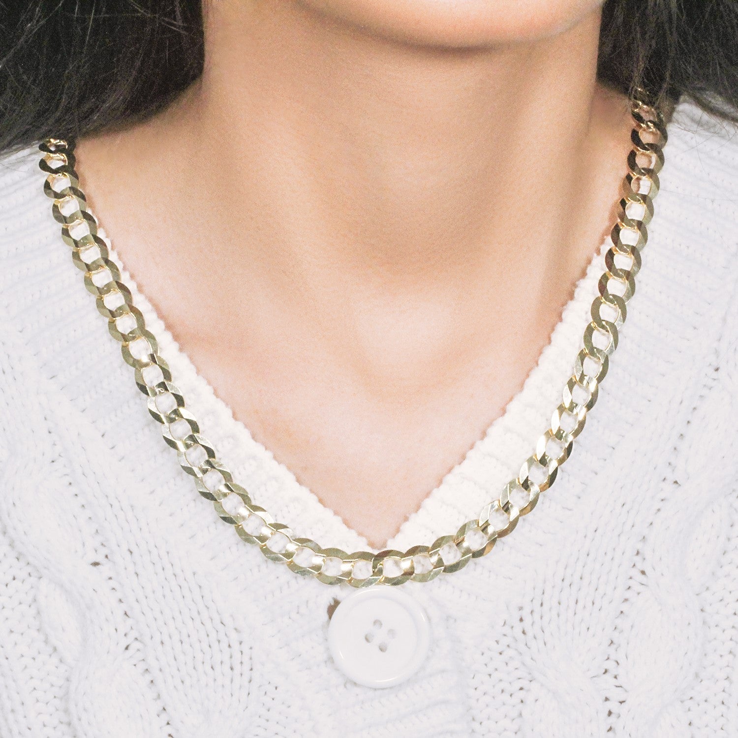 14k Yellow Gold Solid Curb Chain (10.00 mm)