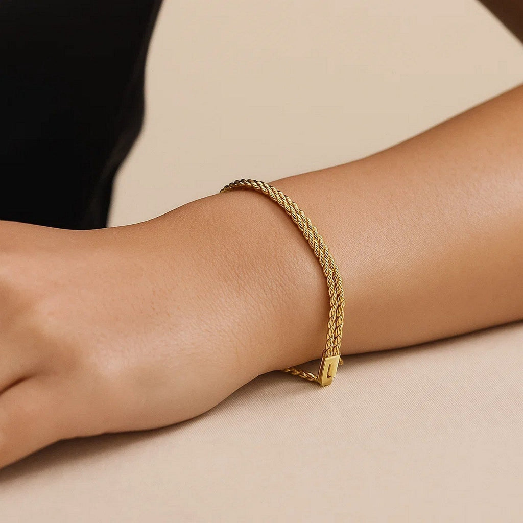 14k Yellow Gold Two Row Rope Bracelet  (3.40 mm)