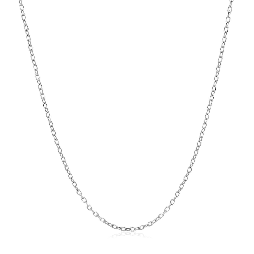 14k White Gold Faceted Cable Link Chain (1.2 mm)