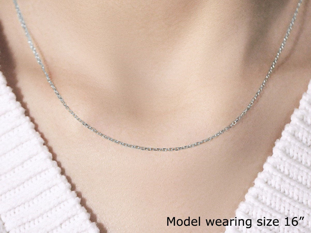 14k White Gold Faceted Cable Link Chain (1.2 mm)
