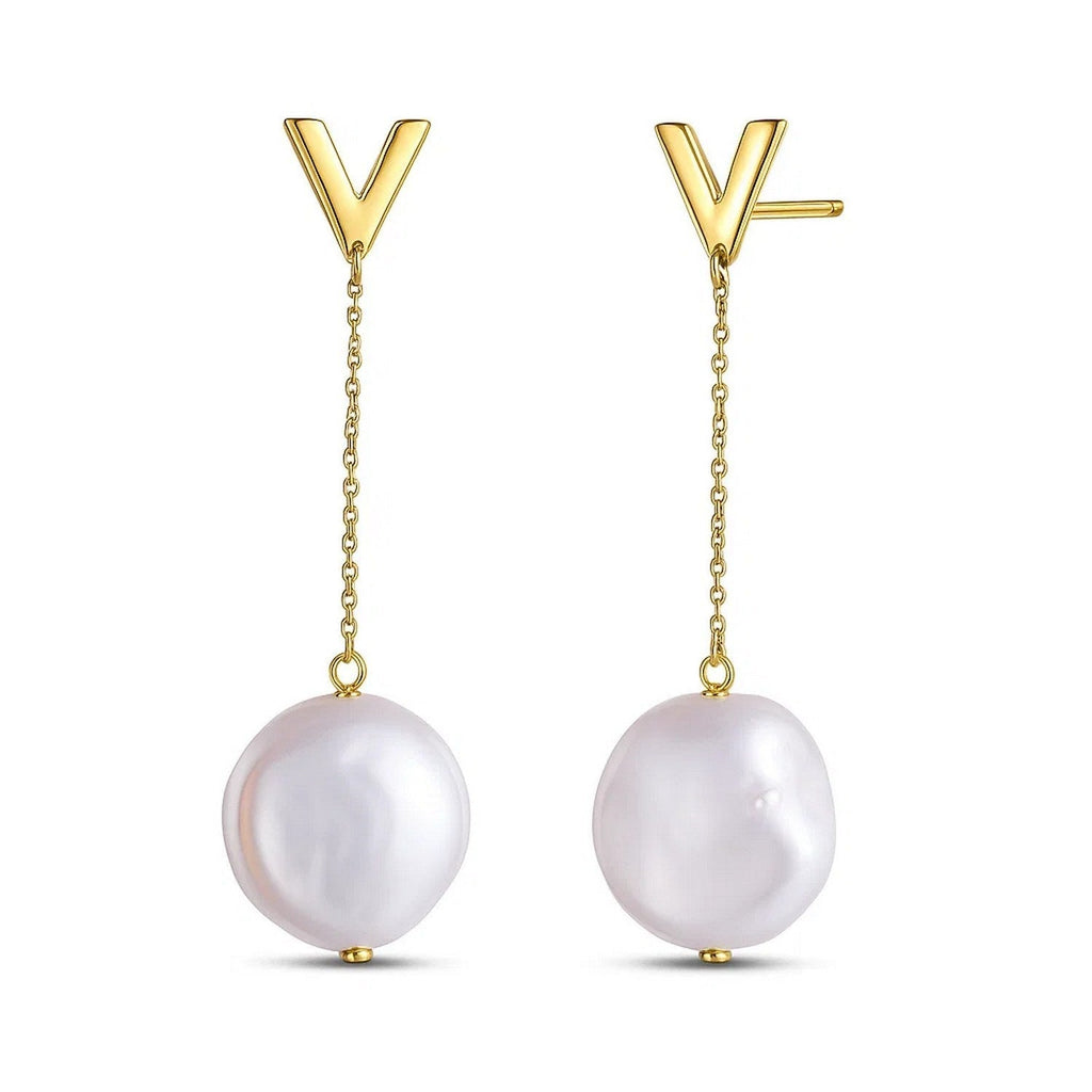14k Yellow Gold Tesoro Pearl Drop Earrings