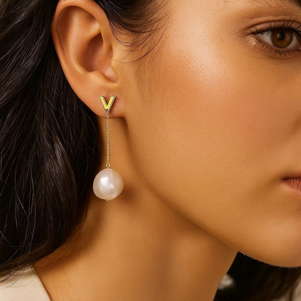 14k Yellow Gold Tesoro Pearl Drop Earrings