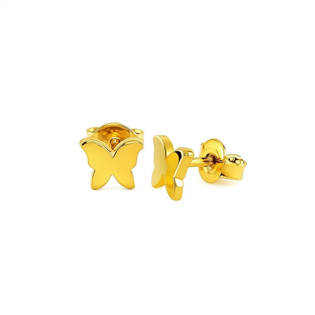 14k Yellow Gold Polished Butterfly Earrings
