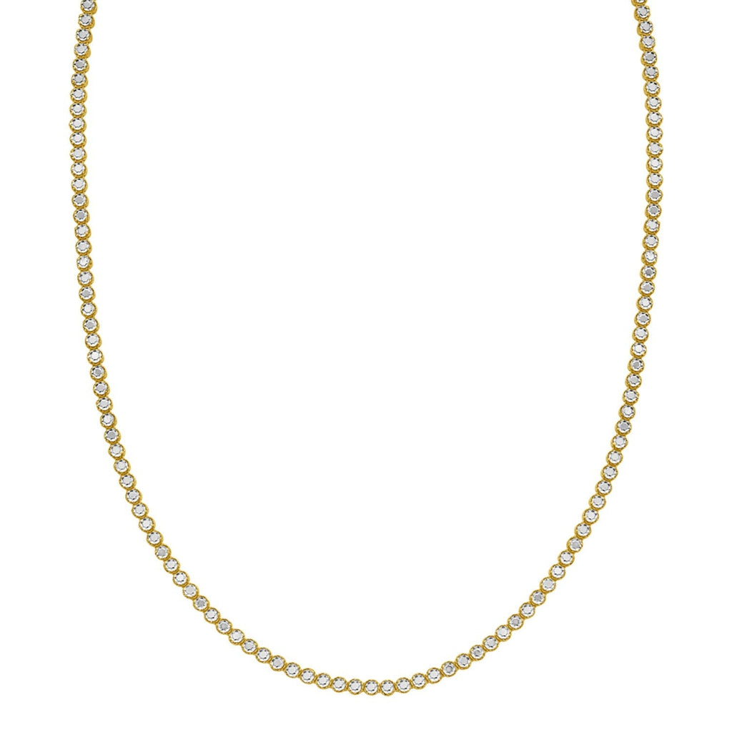 14K Two Tone Gold Diamon Oro Tennis Necklace (2.40 mm)
