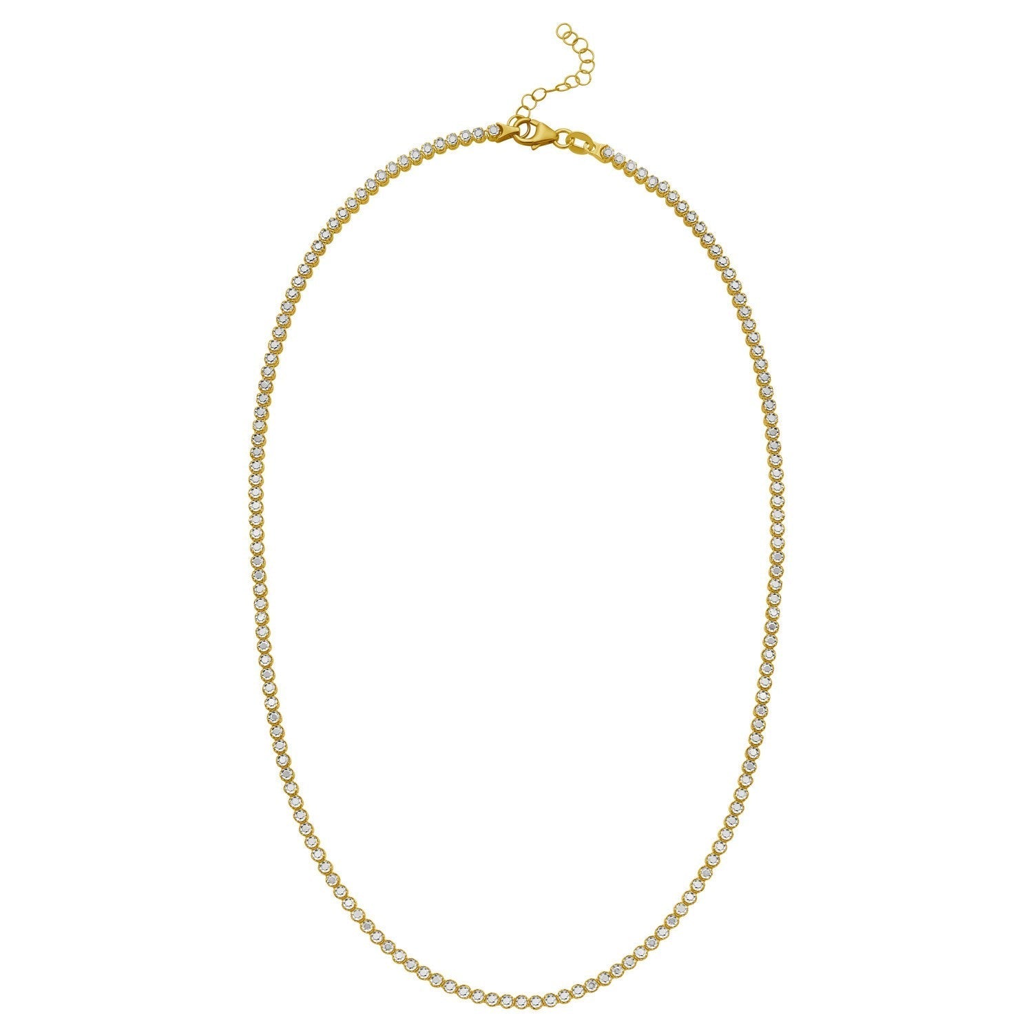14K Two Tone Gold Diamon Oro Tennis Necklace (2.40 mm)