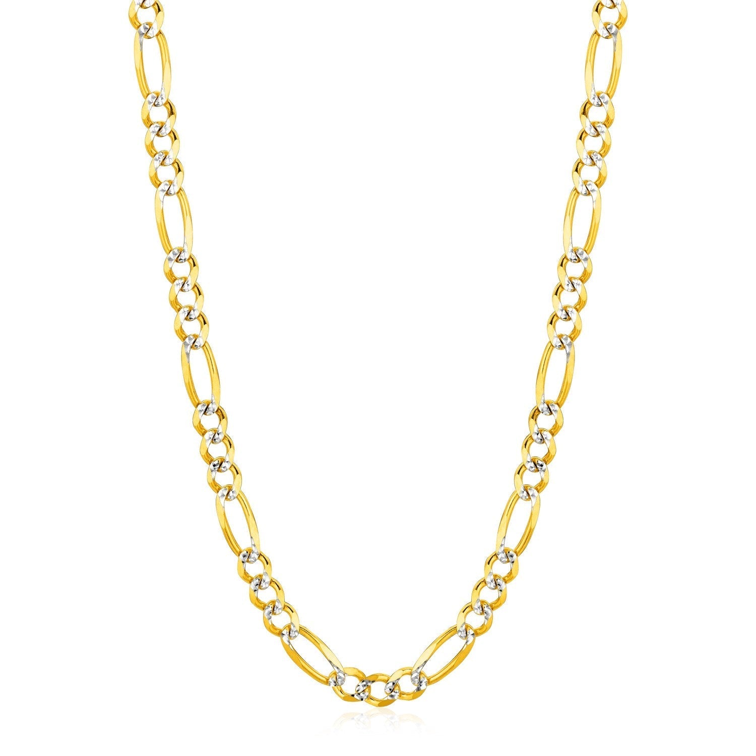14K Yellow Gold Solid Pave Figaro Chain (5.90 mm)