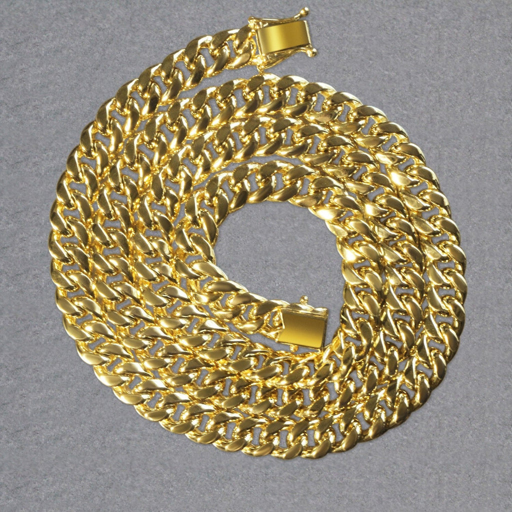 7.25mm 10k Yellow Gold Semi Solid Miami Cuban Chain