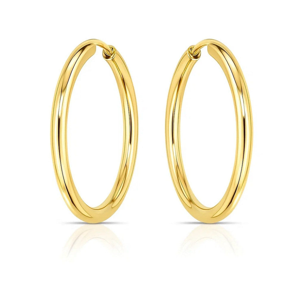 14k Yellow Gold Endless Round Hoop Earrings(2x21mm)
