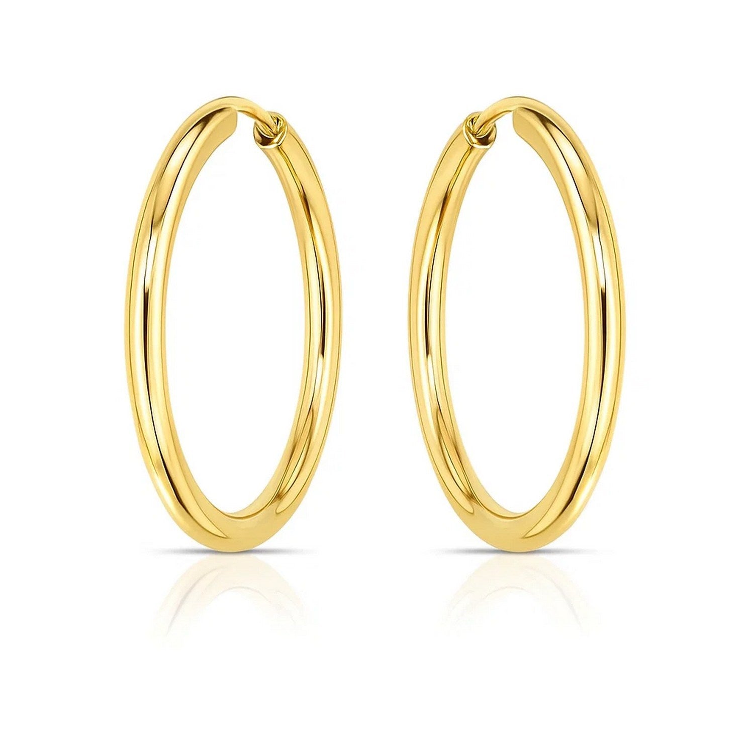 14k Yellow Gold Endless Round Hoop Earrings(2x21mm)