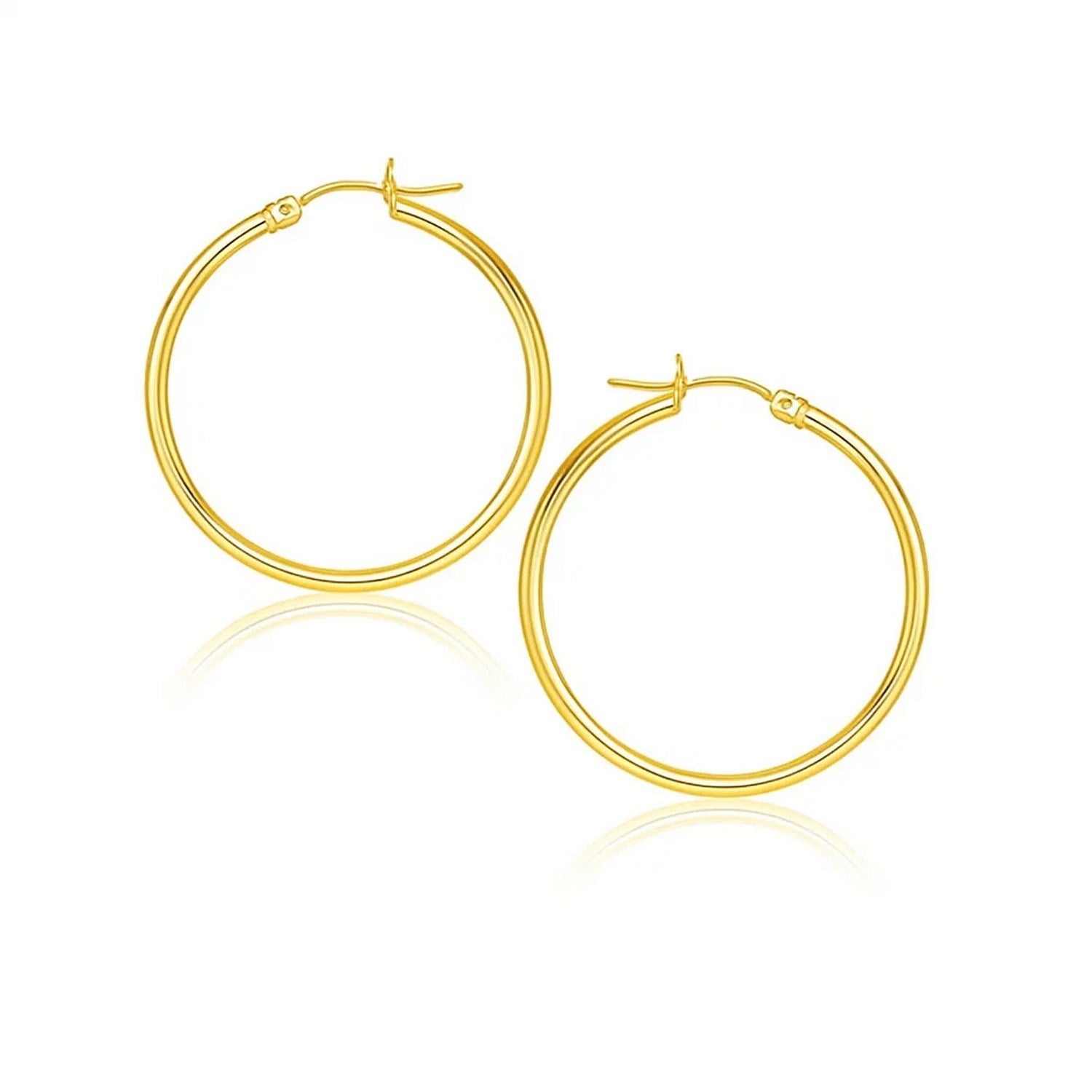 10k Yellow Gold Polished Hoop Earrings (2x25mm)