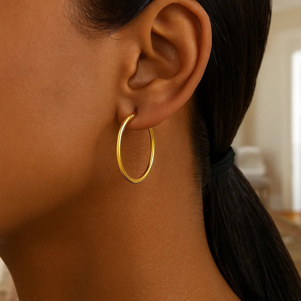 10k Yellow Gold Polished Hoop Earrings (2x25mm)