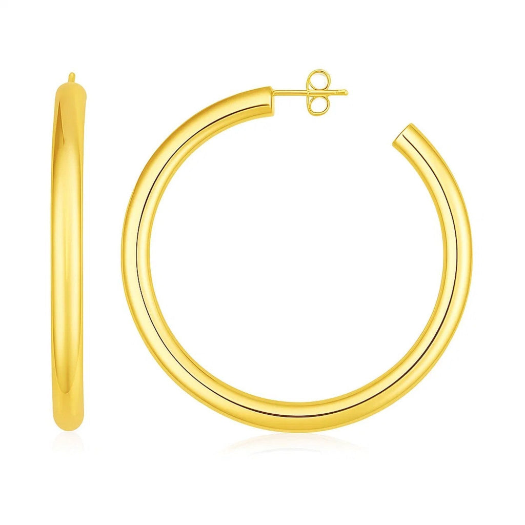 14k Yellow Gold Polished Hoop Earrings(4x40mm)