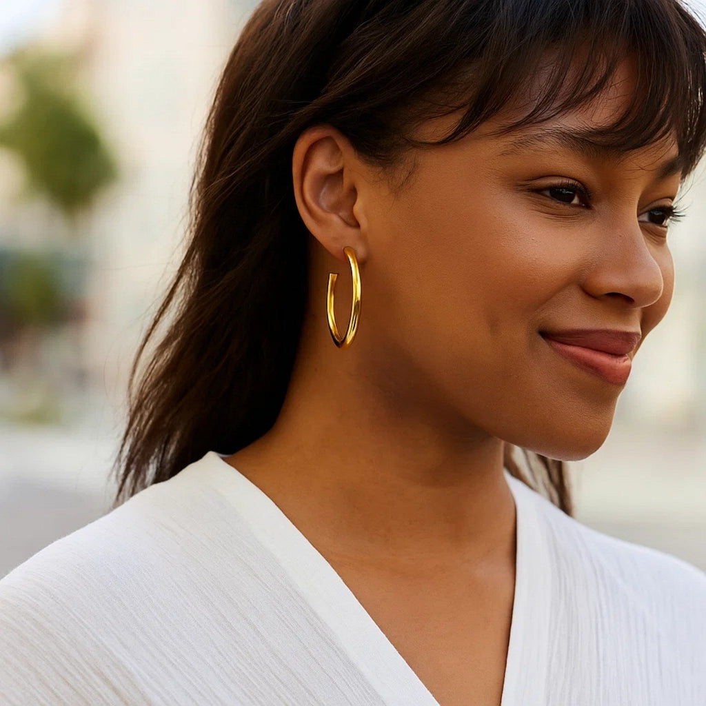 14k Yellow Gold Polished Hoop Earrings(4x40mm)