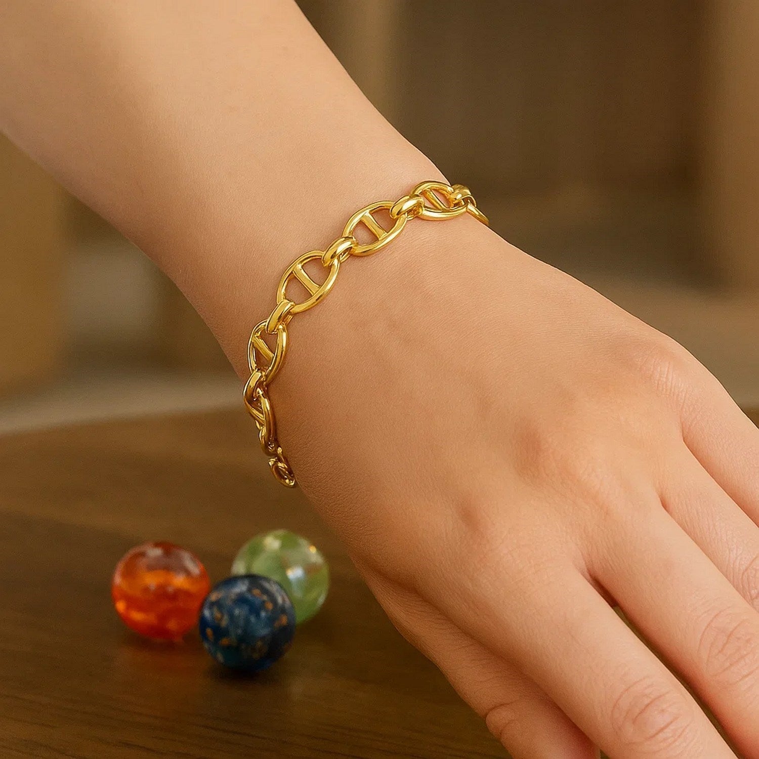 14k Yellow Gold High Polish Mariner Link Bracelet  (8.80 mm)